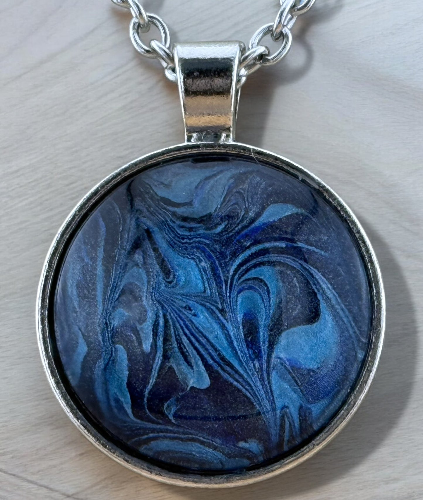 Galaxy Necklace 4 - Round Silver Pendant and Chain